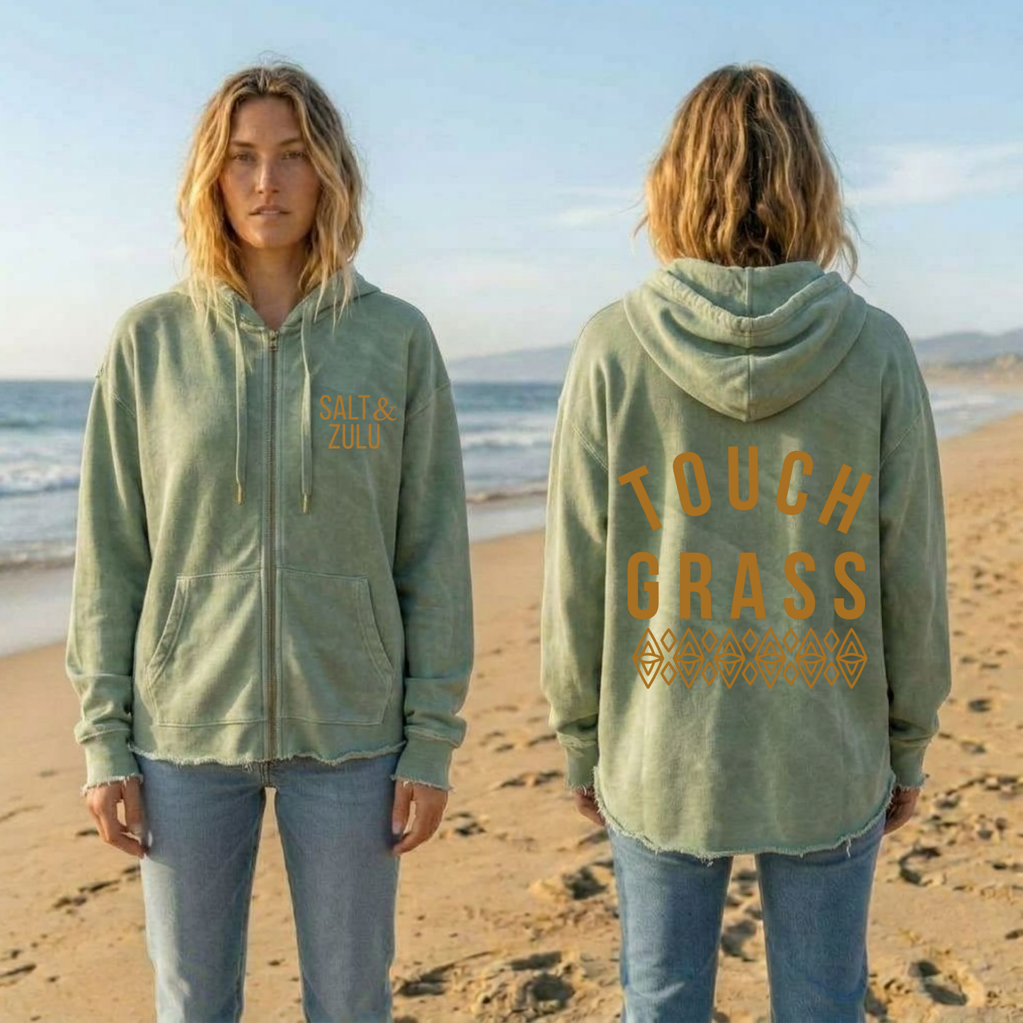 Touch Grass Wave Wash - Women’s Hoodie