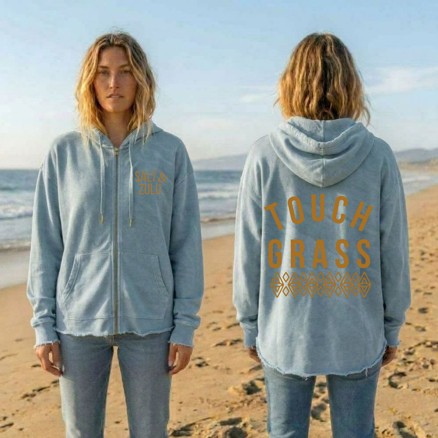 Touch Grass Wave Wash - Women’s Hoodie
